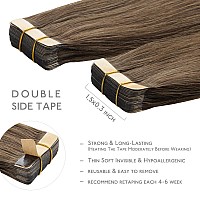 Wennalife Tape In Hair Extensions Human Hair 20Pcs 50G 16 Inch Light Ash Brown Remy Hair Extensions Straight Human Hair Tape In