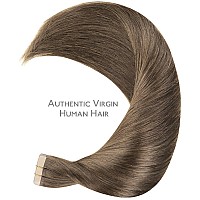 Wennalife Tape In Hair Extensions Human Hair 20Pcs 50G 16 Inch Light Ash Brown Remy Hair Extensions Straight Human Hair Tape In