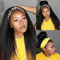 Gt Wig Kinky Straight Headband Wigs For Black Women Synthetic Headband Wig Long Yaki Straight Hair Wigs With Hair Band Half Wig