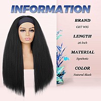 Gt Wig Kinky Straight Headband Wigs For Black Women Synthetic Headband Wig Long Yaki Straight Hair Wigs With Hair Band Half Wig