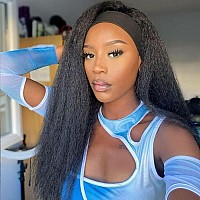 Gt Wig Yaki Straight Headband Wigs For Black Women Synthetic Yaki Headband Wig Long Kinky Straight Hair Wigs With Hair Band Att