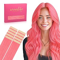 Wennalife Tape In Hair Extensions Human Hair Light Pink Tape In Extensions 10Pcs 20G 12 Inch Remy Invisible Tape Ins Straight C