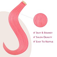 Wennalife Tape In Hair Extensions Human Hair Light Pink Tape In Extensions 10Pcs 20G 12 Inch Remy Invisible Tape Ins Straight C