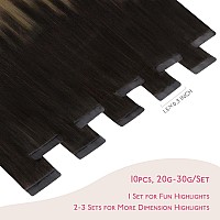 Wennalife Tape In Hair Extensions Human Hair Dark Brown To Chestnut Brown And Dirty Blonde Highlighted Tape In Extensions 10Pcs