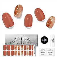 Adora Couture Semi Cured Gel Nail Strips Fall 20Pcs Uv Gel Nail Stickers With Uv Light 3D Marble Coral Pink Golden Foil Nail