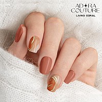 Adora Couture Semi Cured Gel Nail Strips Fall 20Pcs Uv Gel Nail Stickers With Uv Light 3D Marble Coral Pink Golden Foil Nail