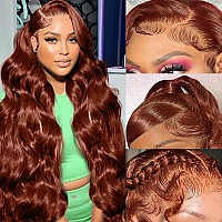 Nognut Reddish Brown Body Wave Lace Front Wigs 180 Density Light Chocolate Brown Lace Front Wigs Human Hair Pre Plucked Glueles