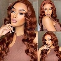 Nognut Reddish Brown Body Wave Lace Front Wigs 180 Density Light Chocolate Brown Lace Front Wigs Human Hair Pre Plucked Glueles