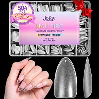 Medium Almond Nail Tips Jofay Fashion 504Pcs Preshaped Etched Acrylic Nail Tips Full Cover Clear Sofl Gel Fake Nails Full M