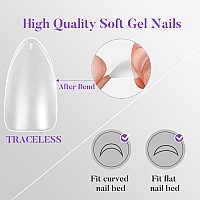 Medium Almond Nail Tips Jofay Fashion 504Pcs Preshaped Etched Acrylic Nail Tips Full Cover Clear Sofl Gel Fake Nails Full M