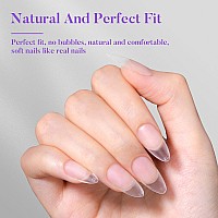 Medium Almond Nail Tips Jofay Fashion 504Pcs Preshaped Etched Acrylic Nail Tips Full Cover Clear Sofl Gel Fake Nails Full M