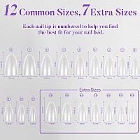 Medium Almond Nail Tips Jofay Fashion 504Pcs Preshaped Etched Acrylic Nail Tips Full Cover Clear Sofl Gel Fake Nails Full M