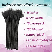 Luckroce Human Hair Loc Extensions 16 Inches 10 Str Human Hair Dreadlock Extensions 06Cm Loc Extension Human Hair 10Str Human H