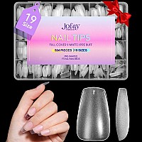 Short Coffin Nail Tips 504Pcs Jofay Fashion Full Matte Gel Nail Kit Full Cover Clear Acrylic Nail Tips Preshaped Etched Fa