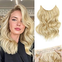 Morica Invisible Wire Hair Extensions 14 Inch Hair Extensions Halo Long Wavy Synthetic Hairpiece With Transparent Wire Adjusta