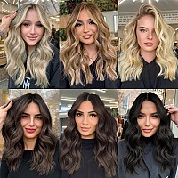 Morica Invisible Wire Hair Extensions 14 Inch Brown Mixed Blonde Long Wavy Synthetic Hairpiece With Transparent Wire Adjustabl