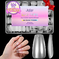 Medium Coffin Nail Tips 504Pcs Jofay Fashion Full Matte Gel Nail Kit Full Cover Clear Acrylic Nail Tips Preshaped Etched F