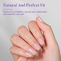 Short Almond Nail Tips 504Pcs Jofay Fashion Preshaped Etched Acrylic Fake Nails Full Cover Almond Clear Gel Nail Tips Full M