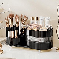 Rotating Makeup Organizer For Vanity With Brush Holder And Drawer 3 Layer Cosmetic Makeup Storage Large Makeup Skincare Organi