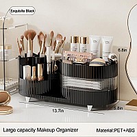 Rotating Makeup Organizer For Vanity With Brush Holder And Drawer 3 Layer Cosmetic Makeup Storage Large Makeup Skincare Organi