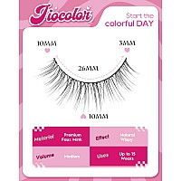 Short Lashes Natural Look Wispy False Eyelashes C Curl Fake Lashes Volume Mink Lashes 10Mm Eye Lashes Pack Cute False Lashes 32