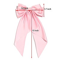 Susulu Pink Hair Bows For Women 2Pcs Big Hair Bows Longtail Pink Ribbon Bows Hot Pink Hair Bows Accessories Hair Barrettes Par