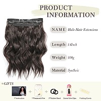 Morica Invisible Wire Hair Extensions 14 Inch Dark Brown Long Wavy Synthetic Hairpiece With Transparent Wire Adjustable Size