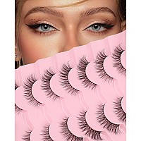 Cat Eye Lashes Short Wispy Strip Lashes That Look Like Extensions Natural Mink Lashes Fluffy Thin Band Fake Eyelashes C Curl Vol