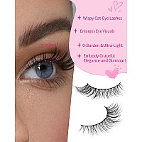 Cat Eye Lashes Short Wispy Strip Lashes That Look Like Extensions Natural Mink Lashes Fluffy Thin Band Fake Eyelashes C Curl Vol