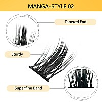 Lankiz Manga Lash Clusters 96Pcs Cluster Lashes With Bottom Lashes Individual Lash Extensions Anime Lashes For Diy Eyelash Ext