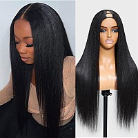 Julia Hair V Part Wig Human Hair Yaki Straight Glueless Wig For Women 12A Briazilian Remy Hair Upgrade U Part Wig No Glue No Lea