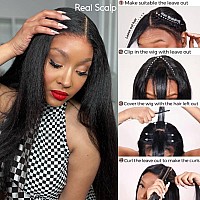 Julia Hair V Part Wig Human Hair Yaki Straight Glueless Wig For Women 12A Briazilian Remy Hair Upgrade U Part Wig No Glue No Lea