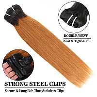 Clip In Hair Extensions Real Human Hair Ombre Brown Clip In Hair Extensions Black Women 120G 100 Human Hair Clip In Hair Extens