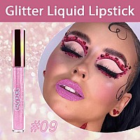 Evpct 1Pcs Pink Matte To Glitter Liquid Lipstick Lip Set Kit Long Lasting Matte Diamond Glitter Lipstick Waterproof Colorful S