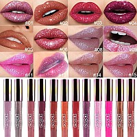 Evpct 1Pcs Pink Matte To Glitter Liquid Lipstick Lip Set Kit Long Lasting Matte Diamond Glitter Lipstick Waterproof Colorful S