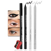 Evpct 3Pcs Black Pearl White Silver Gel Glitter Eyeliner Pencils Set For Women Waterproof Smudge Proof Lapiz De Ojos Delinea