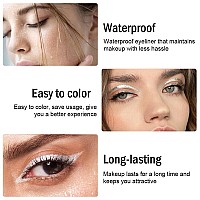 Evpct 3Pcs Black Pearl White Silver Gel Glitter Eyeliner Pencils Set For Women Waterproof Smudge Proof Lapiz De Ojos Delinea