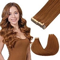 Goo Goo Tape In Hair Extensions Human Hair 350 Copper 24Inch 100G 40Pcs Thick Ends Straight Seamless Tape In Invisible Tape