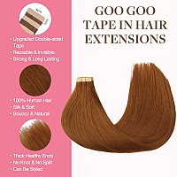 Goo Goo Tape In Hair Extensions Human Hair 350 Copper 24Inch 100G 40Pcs Thick Ends Straight Seamless Tape In Invisible Tape