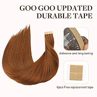 Goo Goo Tape In Hair Extensions Human Hair 350 Copper 24Inch 100G 40Pcs Thick Ends Straight Seamless Tape In Invisible Tape