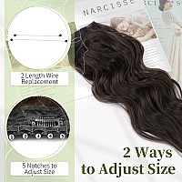 Kookastyle Invisible Wire Hair Extensions With Transparent Headband Adjustable Size 4 Secure Clips Long Wavy Secret Wire Hairpie