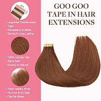 Goo Goo Tape In Hair Extensions Human Hair 33A Auburn18Inch 50G 20Pcs Thick Ends Straight Seamless Tape In Invisible Tape In