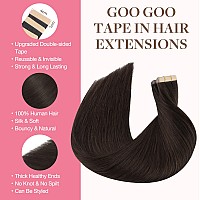 Goo Goo Tape In Hair Extensions Human Hair 2A Light Brown 18Inch 100G 40Pcs Thick Ends Straight Seamless Tape In Invisible T