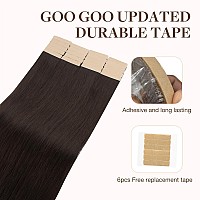 Goo Goo Tape In Hair Extensions Human Hair 2A Light Brown 18Inch 100G 40Pcs Thick Ends Straight Seamless Tape In Invisible T