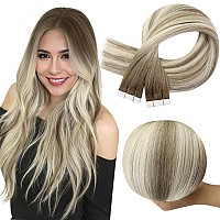 Full Shine Virgin Hair Extensions Tape In Color 88613 Balayage Tape In Hair Extensions Human Hair 16 Inch Unprocessed Tape In