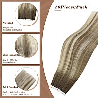 Full Shine Virgin Hair Extensions Tape In Color 88613 Balayage Tape In Hair Extensions Human Hair 16 Inch Unprocessed Tape In