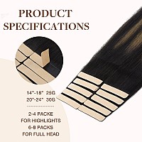 Goo Goo Tape In Hair Extensions Human Hair 1B61B Balayage Natural Black To Chestnut Brown 20Inch 30G 10Pcs Thick Ends Strai