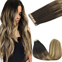 Goo Goo Tape In Hair Extensions Human Hair 2618 Balayage Brown To Dirty Blonde 10Inch 60G 40Pcs Thick Ends Straight Seamles