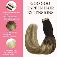 Goo Goo Tape In Hair Extensions Human Hair 2618 Balayage Brown To Dirty Blonde 10Inch 60G 40Pcs Thick Ends Straight Seamles