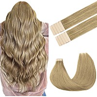 Goo Goo Tape In Hair Extensions Human Hair 7 Bronde20Inch 30G 10Pcs Thick Ends Straight Seamless Tape In Invisible Tape In H